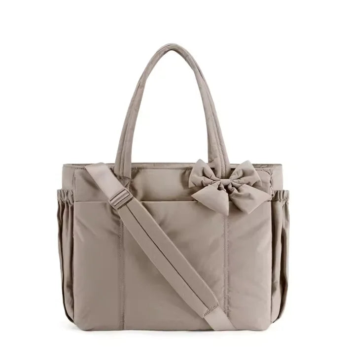 Bow Puff™  Quilted Cotton Shoulder Tote Bag