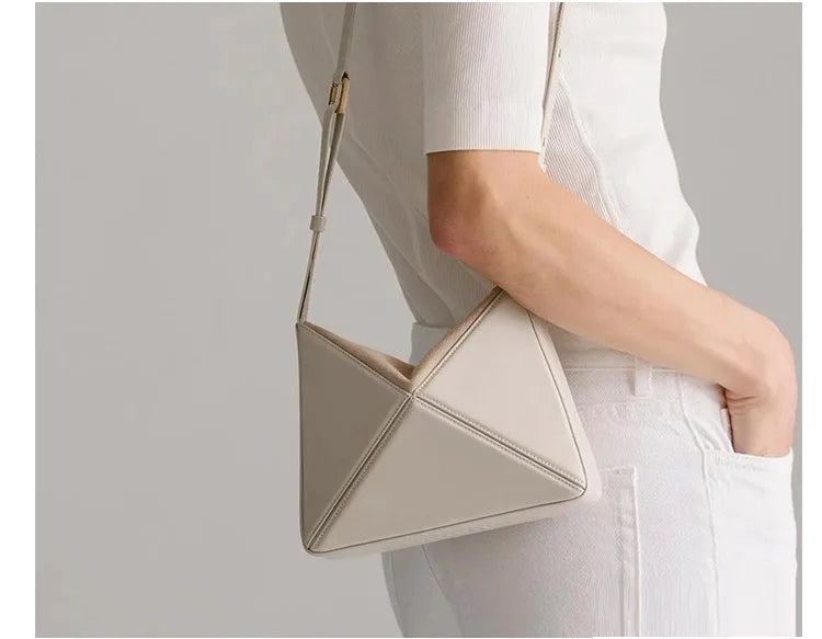 Foldéa Luxe™ Triangle Leather Wrist Crossbody Bag