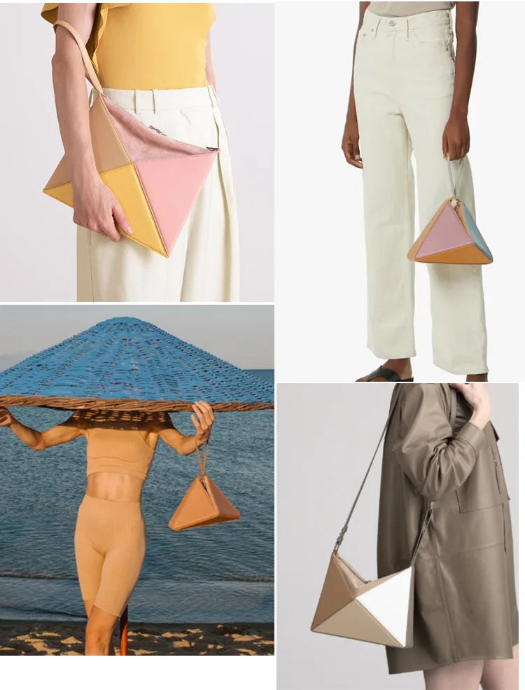 Foldéa Luxe™ Triangle Leather Wrist Crossbody Bag