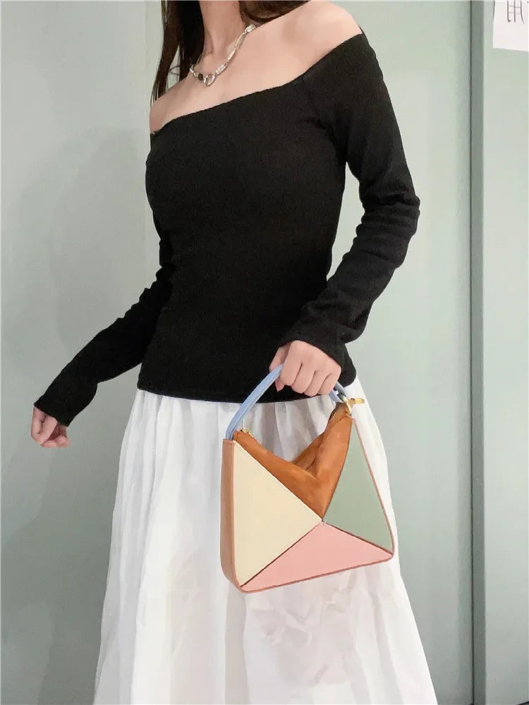 Foldéa Luxe™ Triangle Leather Wrist Crossbody Bag