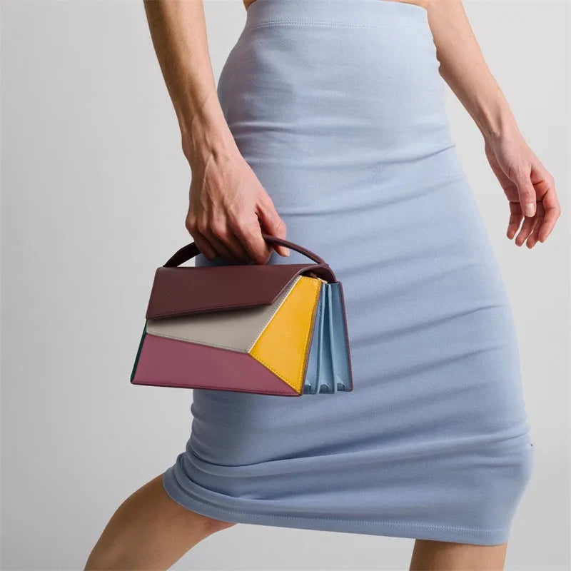 Retro Fold Luxe™ Geometric Square Leather Shoulder & Crossbody Bag