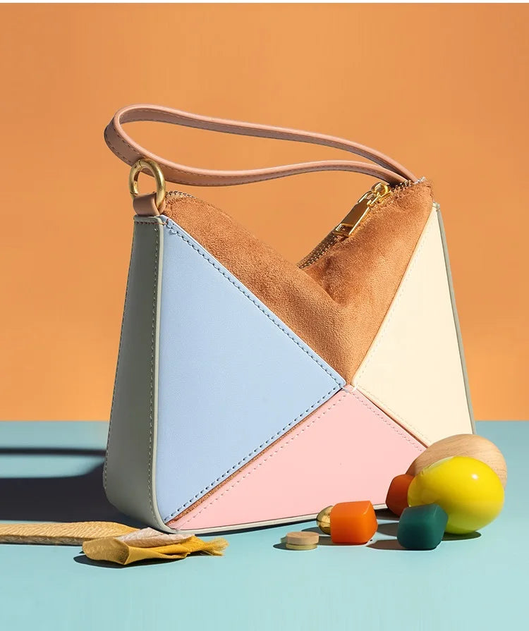 Foldéa Luxe™ Triangle Leather Wrist Crossbody Bag