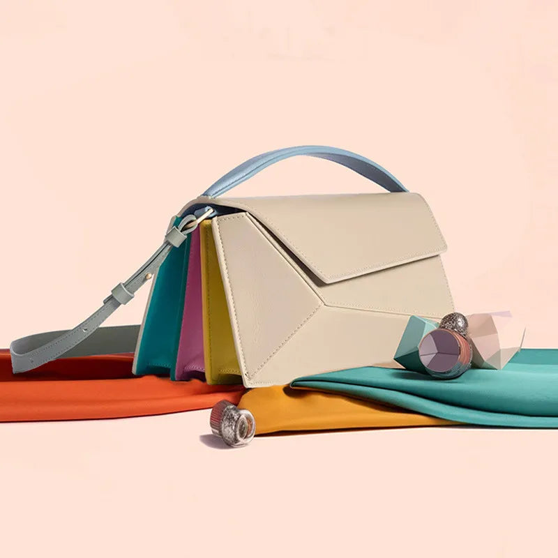 Retro Fold Luxe™ Geometric Square Leather Shoulder & Crossbody Bag