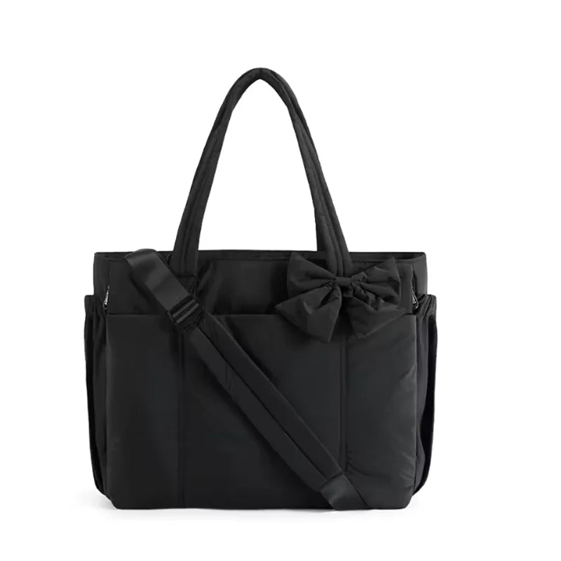 Bow Puff™  Quilted Cotton Shoulder Tote Bag