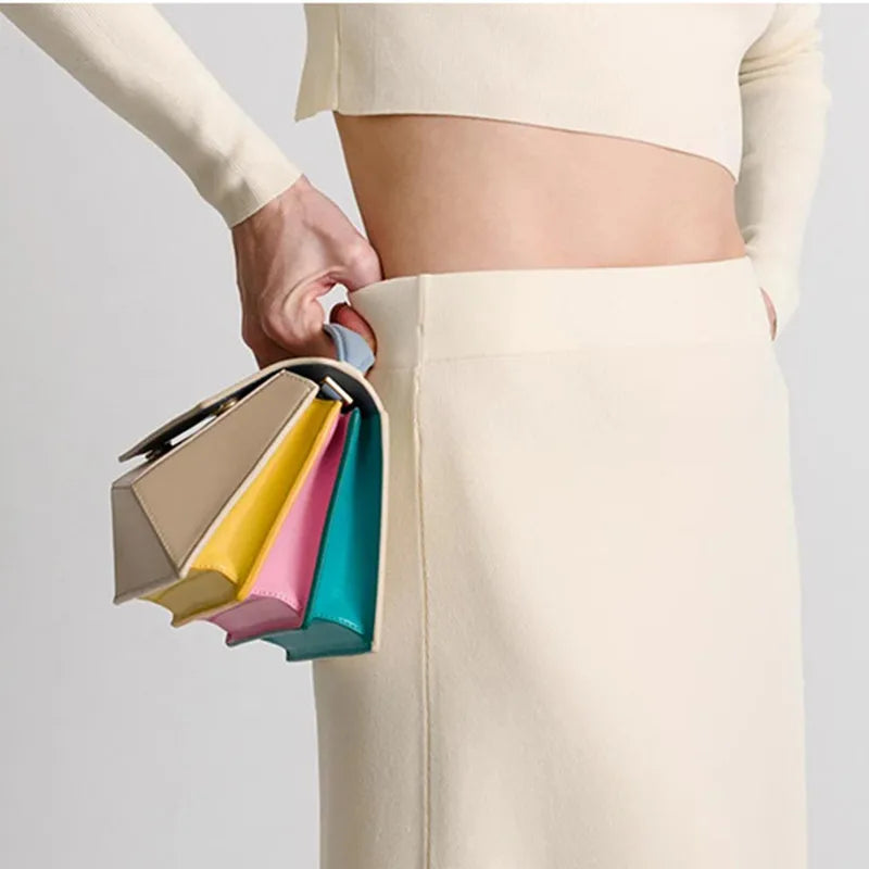 Retro Fold Luxe™ Geometric Square Leather Shoulder & Crossbody Bag